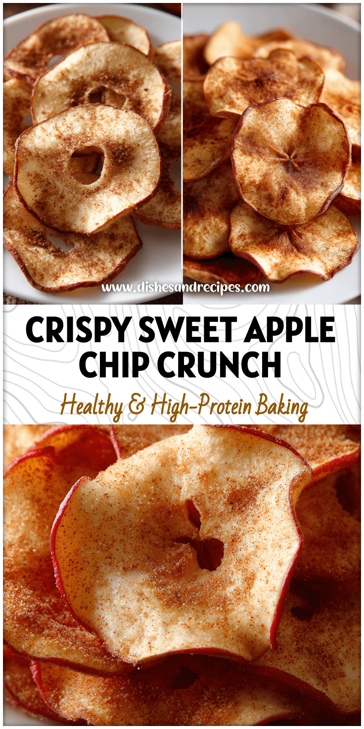 Crispy Air-Fryer Apple Chips dusted with cinnamon sugar arranged on a white plate as a healthy treat